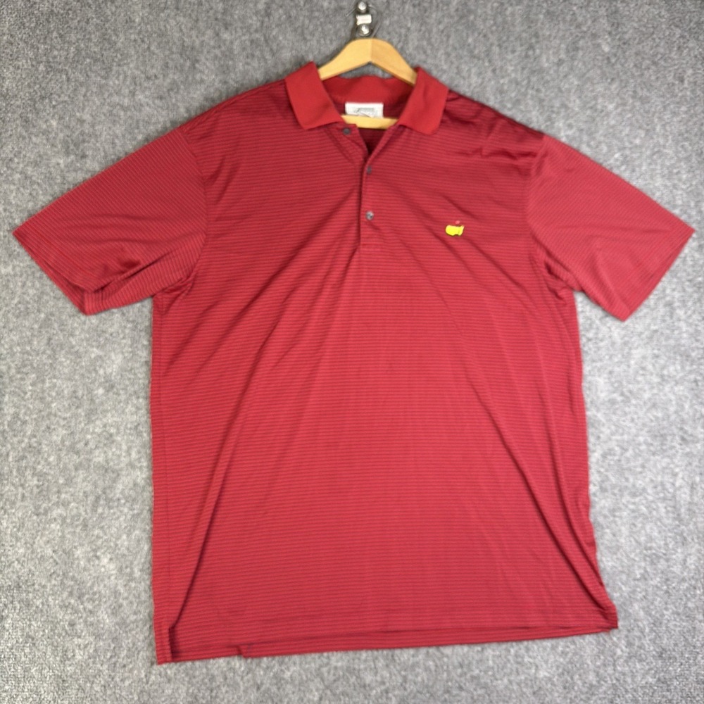Men's The Masters Golf Tournament Performance Polo Shirt Size XL Red Striped
